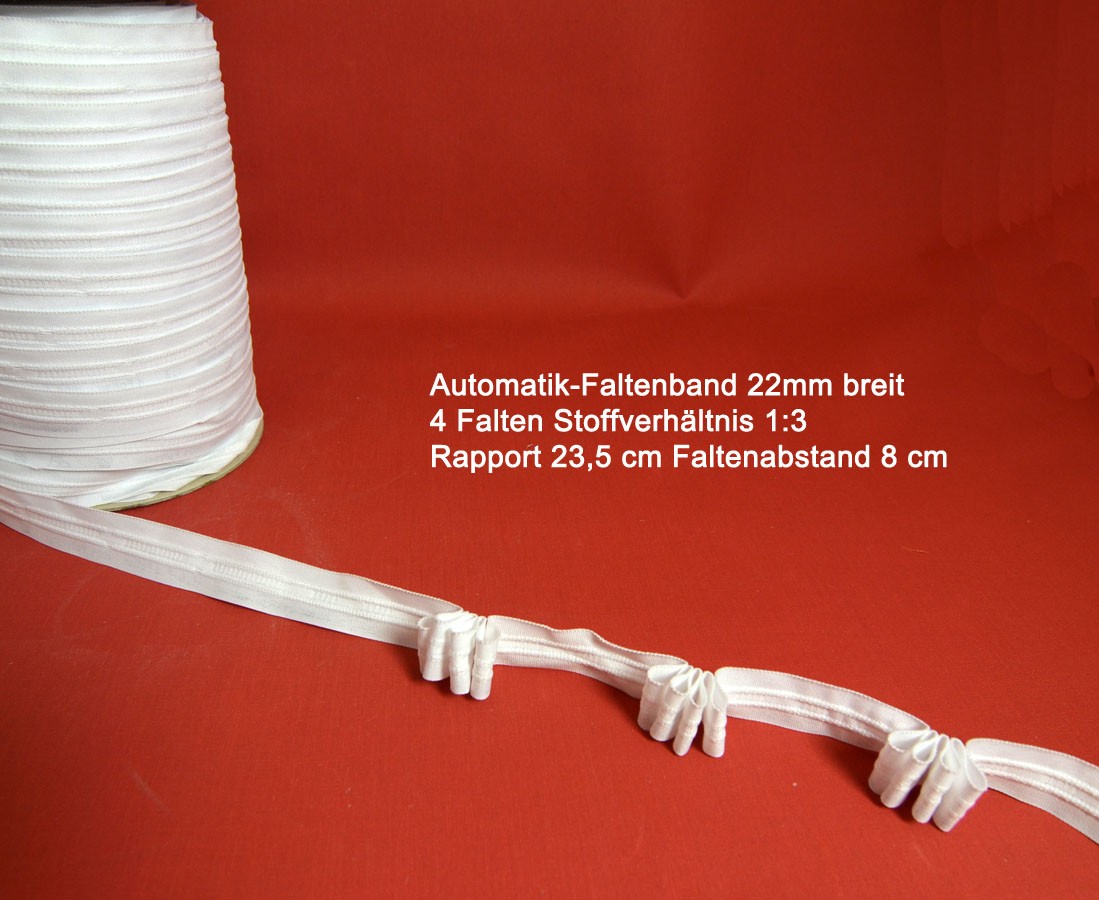 20m 4-Faltenband 1:3 26mm Weiß Gardinenband Gardinenzubehör 