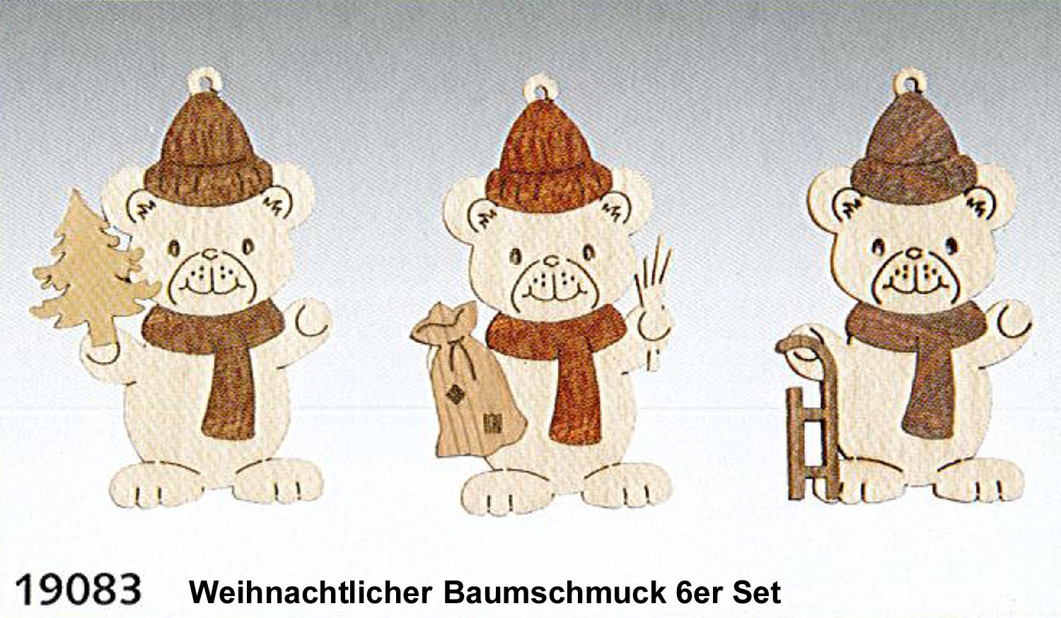Baum- & Straußschmuck, 6er Set Weihnachtsteddys