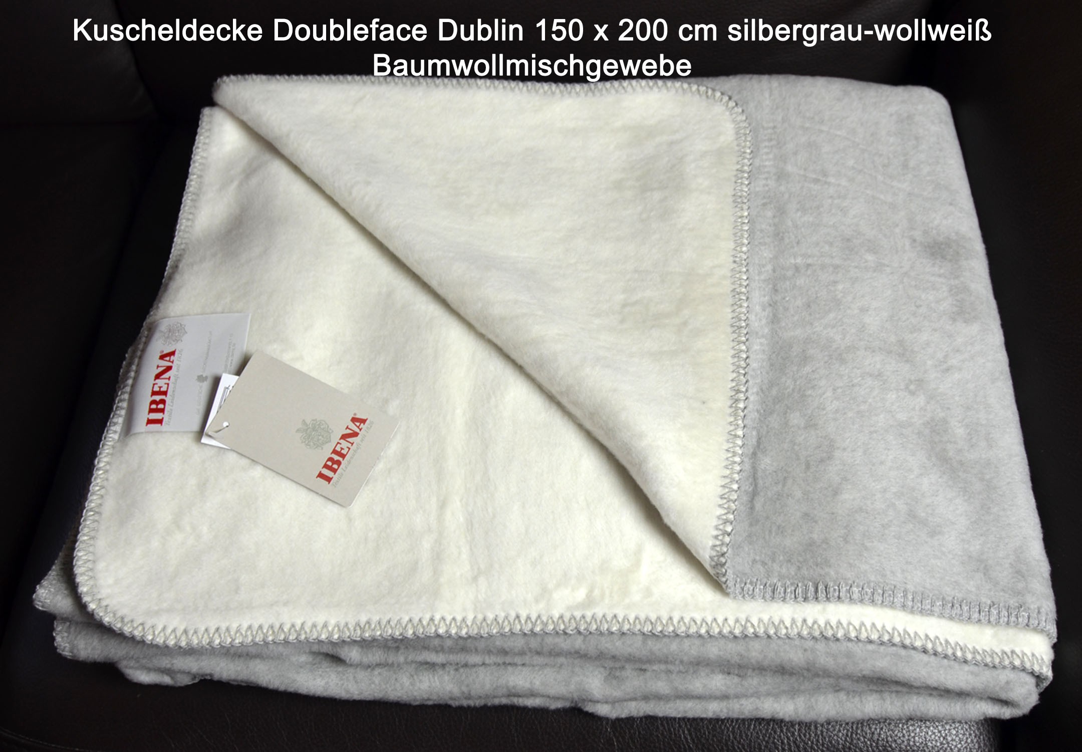 Kuscheldecke Doubleface Dublin 150 x 200 cm silbergau-wollweiß Bw-mischgewebe