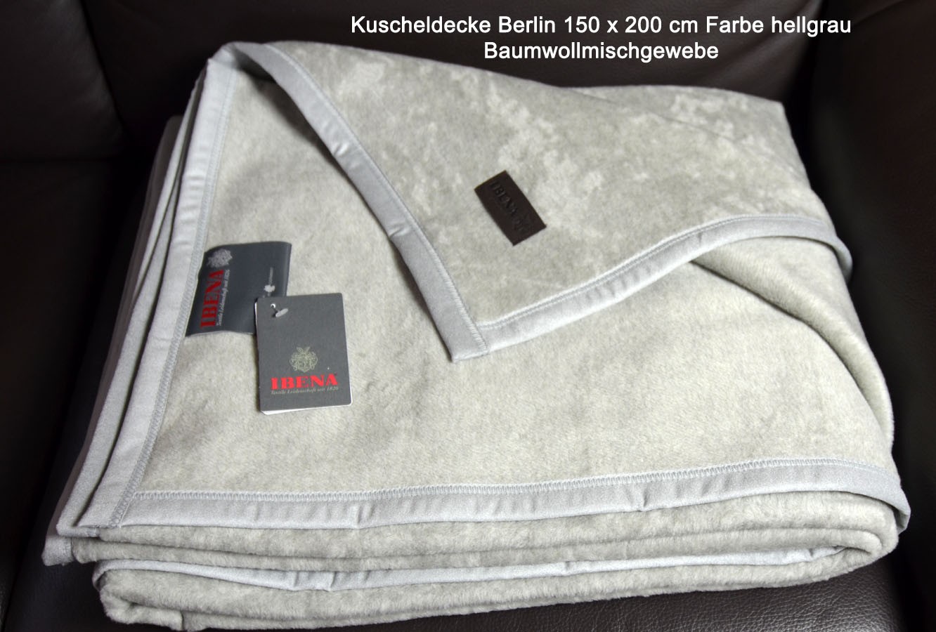 Kuscheldecke Berlin 150 x 200 cm mittellgrau Baumwollmischgewebe