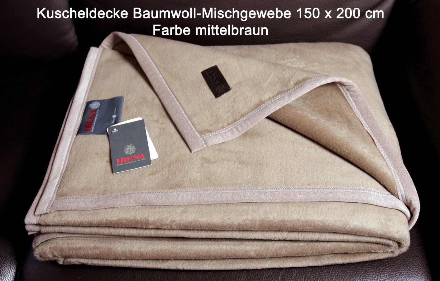 Kuscheldecke Berlin 150 x 200 cm mittelbraun Baumwollmischgewebe