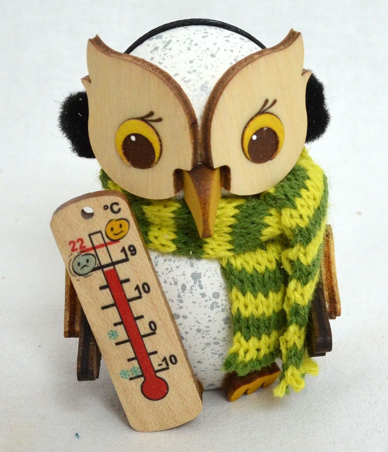 Kuhnert - Mini-Schnee-Eule mit Thermomenter ca. 7 cm
