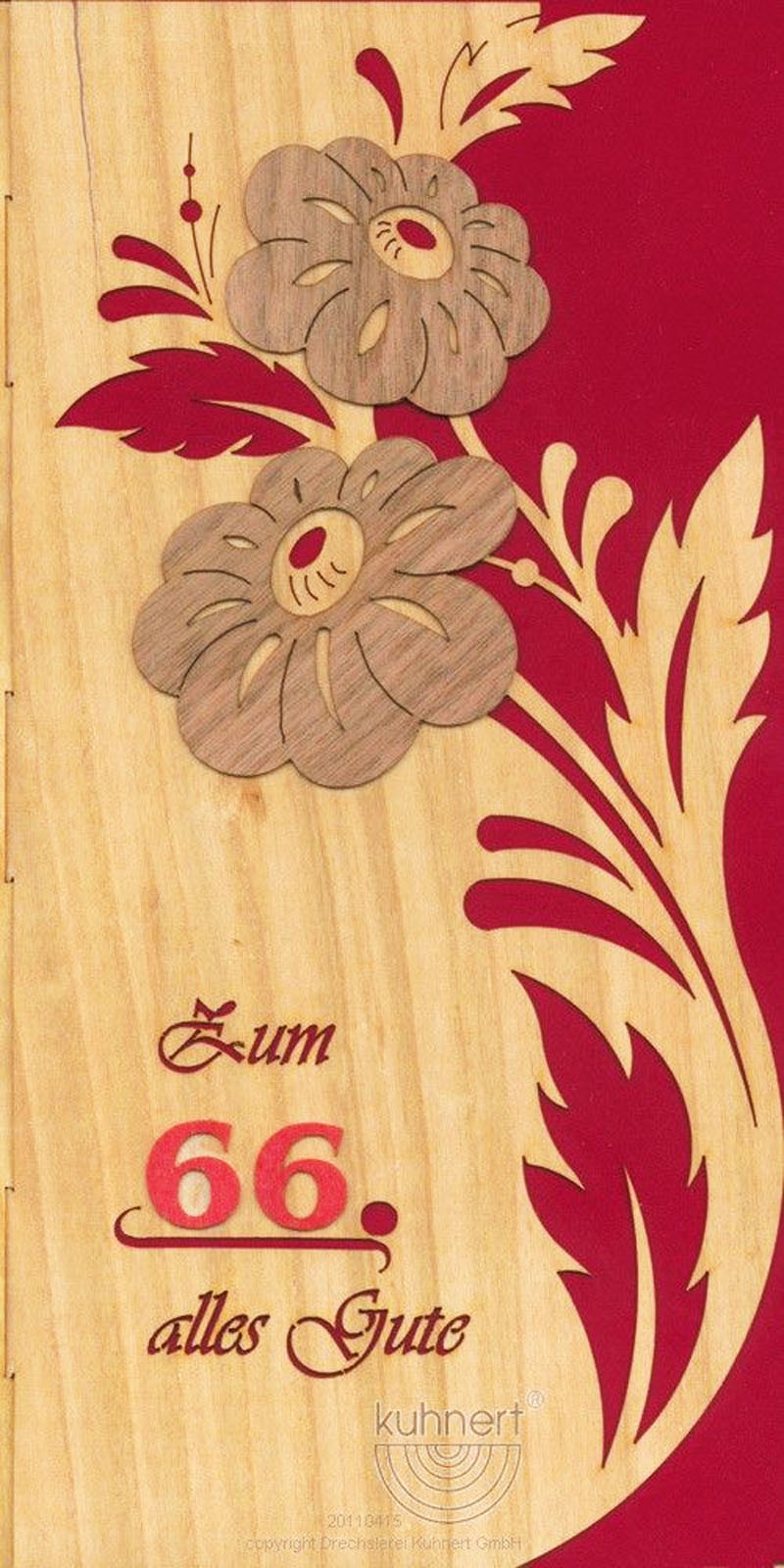 Geburtstagskarte Blüten incl. Zahlensatz, Klappkarte Furnier 21 x 10 cm