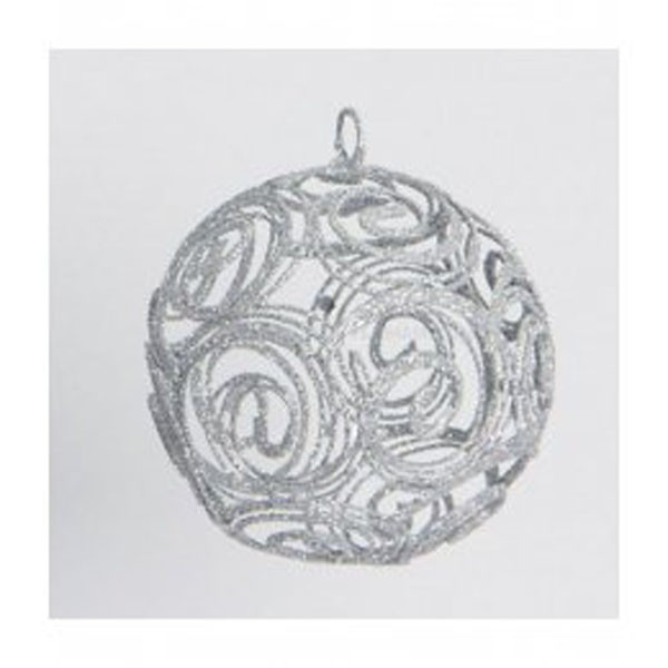 Drahtball, Drahtkugel -Spiralmuster, Silber ca. 8 cm Durchmesser