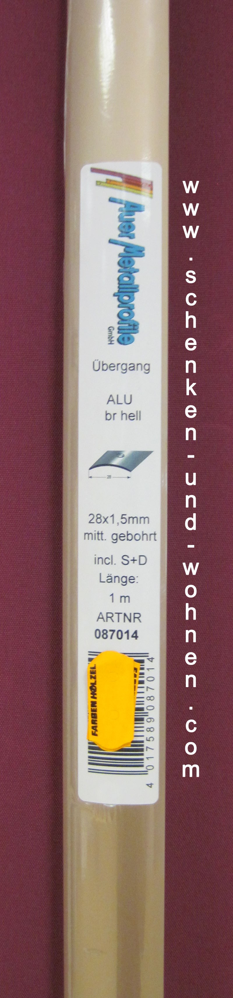 Übergangsprofil 28x1,5 mm 1,0 m bronze hell gebohrt 