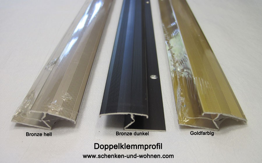 Doppelklemmprofil Einfassprofil für Bodenbeläge 1 m Goldfarben