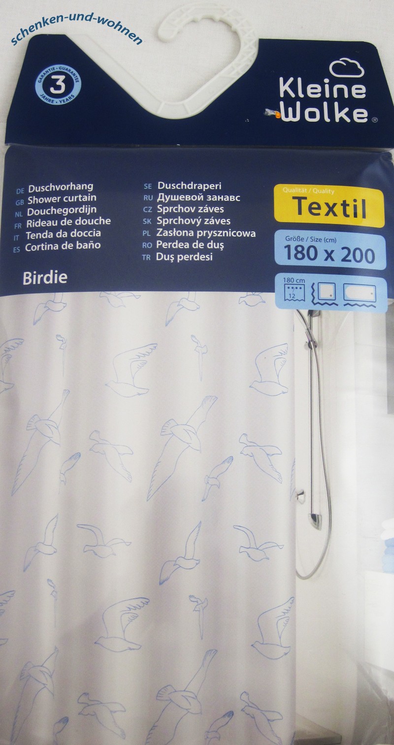 Duschvorhang "BIRDIE" - Weiß Textil - ca. 180 x 200 cm (B/H)