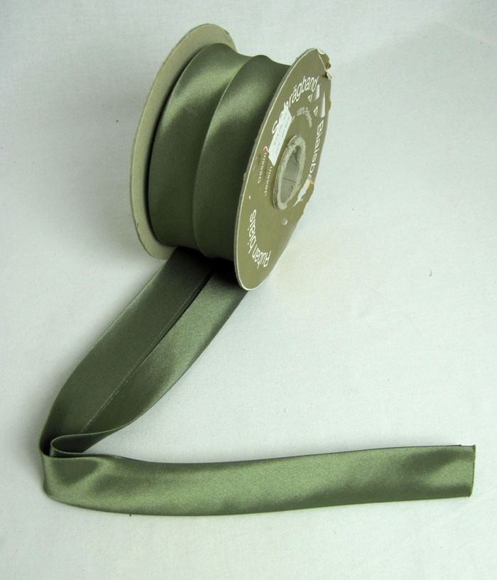 Einfassband-Satin-Breite 60/30mm-gefalzt-olive-Meterware