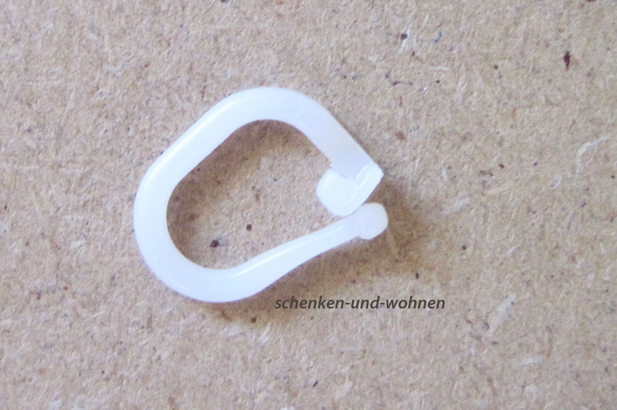 10 Stück Raffhaken Clip Führungsring weiß für Raffrollo ca. 1,5 x 1,0 cm (L/B) 