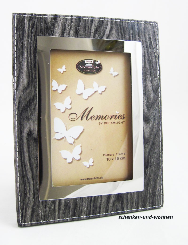 Fotorahmen Memories  Holzoptik silber/anthrazit auf MDF 10 x 15cm