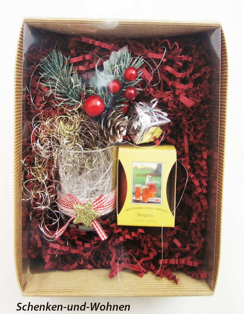Geschenke-Box  "Teelicht - Set" weihnachtlich dekoriert und sortiert