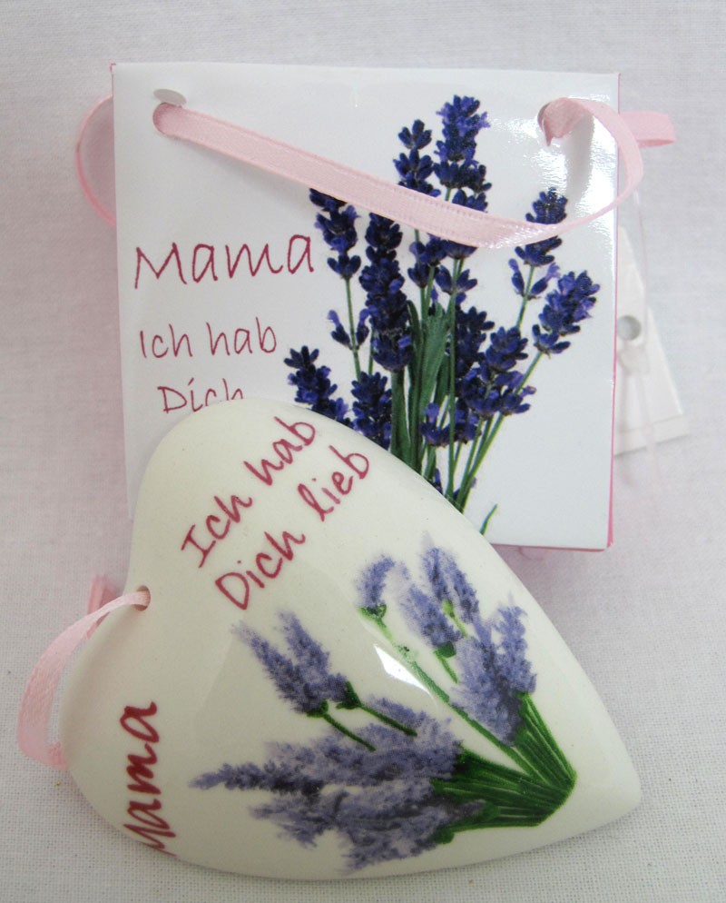 Herzanhänger Mama "Ich hab dich lieb" in Geschenktasche ca. 7,0 x 6,0cm H/B