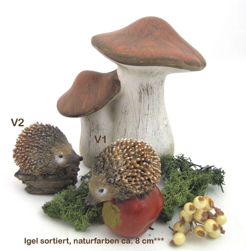 1 Deko - Igel sortiert Naturfarben, ca. 8 cm 