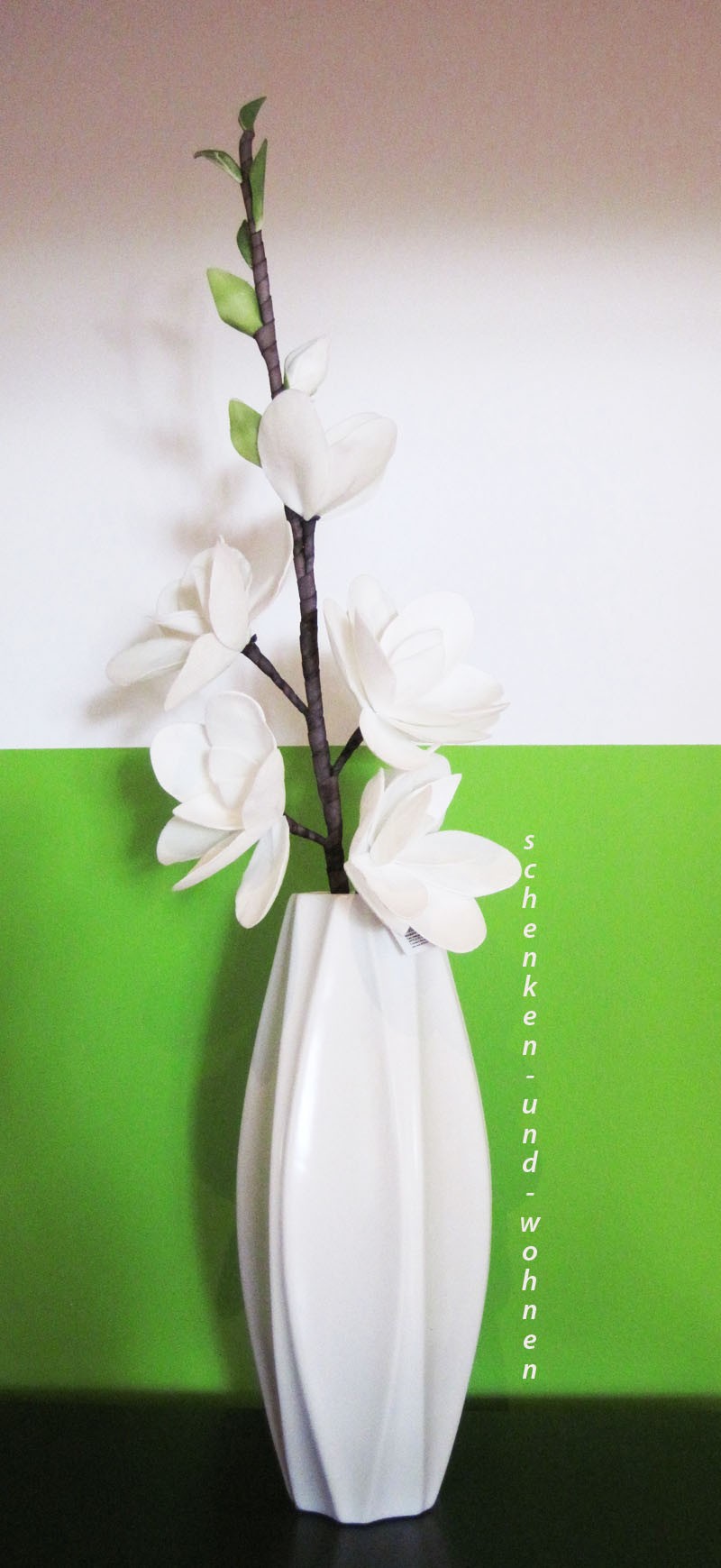 Kunststoffblüte-Schirm-Magnolie geschäumt 5 Blüten, weiß ca. 90 cm