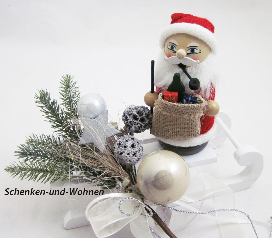 Räucherfigur " Strickpüppchen " Santa mit Geschenken ca. 13 cm