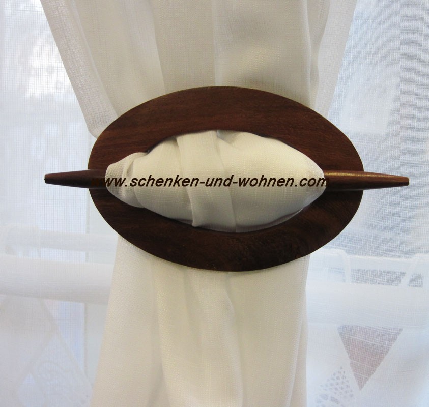 Dekorationsspange/Raffspange aus Holz,  Braun - oval ca. 9,5 cm