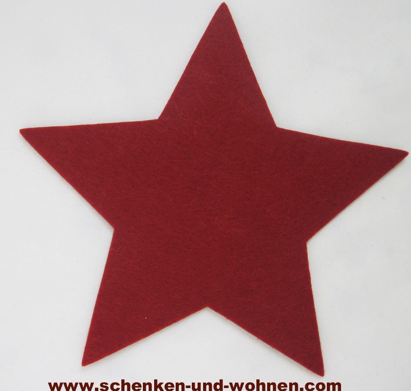 Filz Untersetzer Stern rot, ca. 20 cm (Länge zwischen zwei Sternspitzen) 