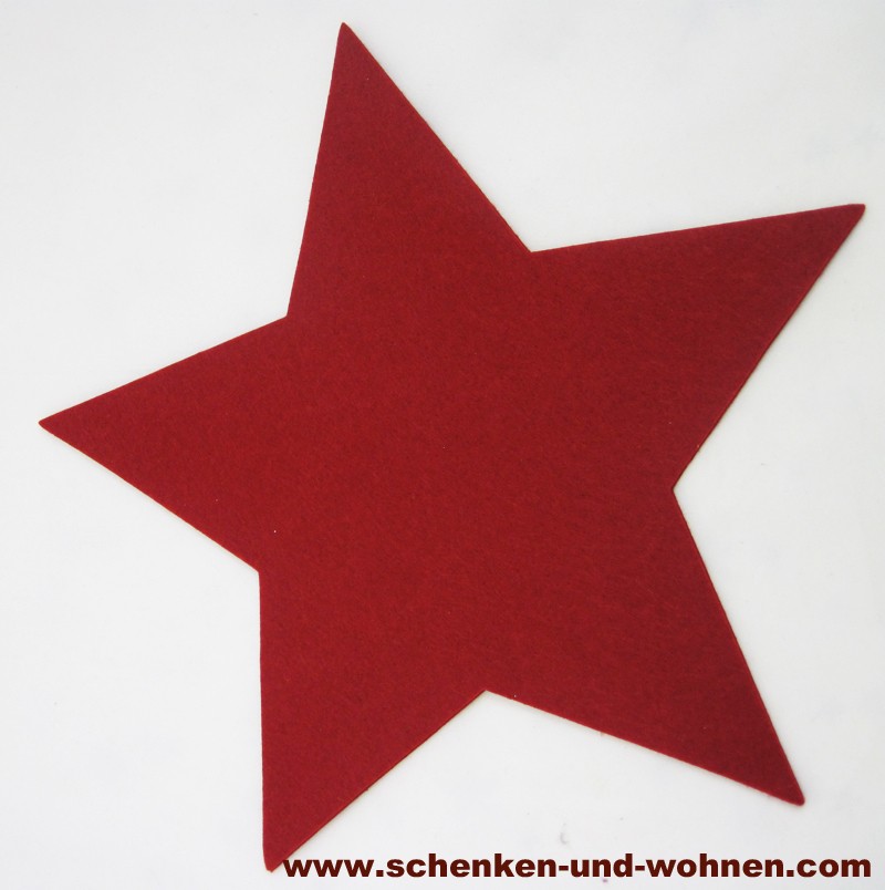 Filz Untersetzer Stern rot, ca. 30 cm (Länge zwischen zwei Sternspitzen)