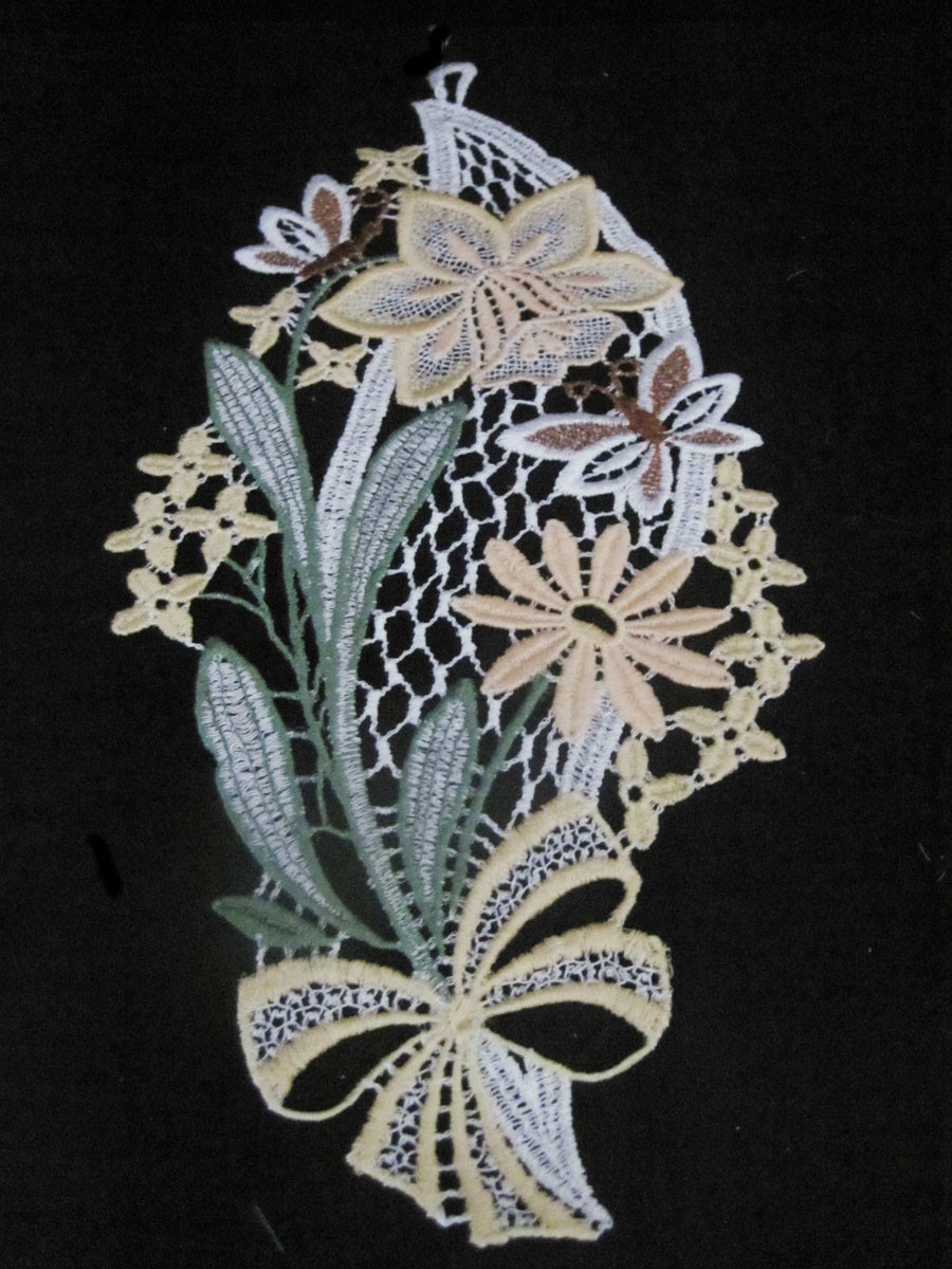 Fensterbild "Narzissen mit Schmetterling" ca. 30 x 14 cm
