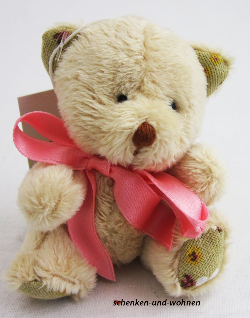 Teddy - mit rosa Schleife lose gebunden, ca. 8 cm