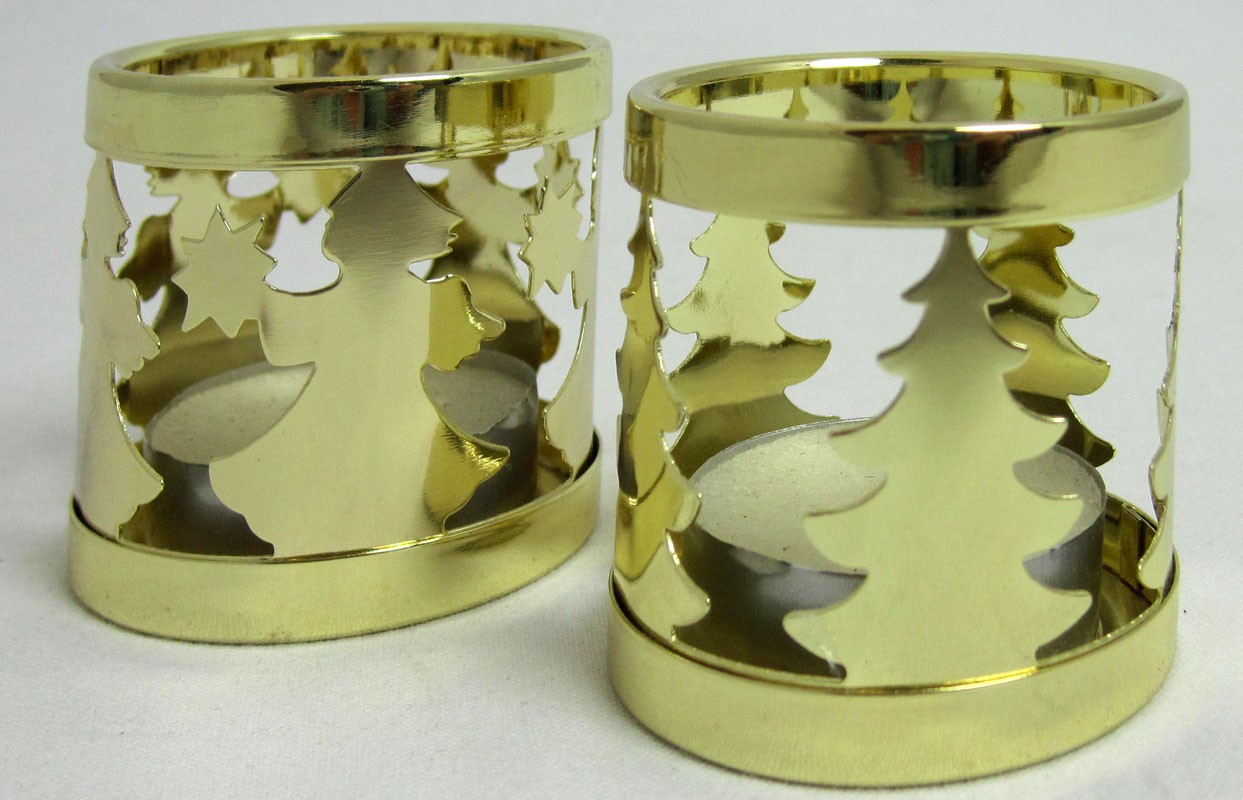 1 Teelichthalter Tanne oder Engel Gold Metall incl. Teelicht ca.5cm sortiert