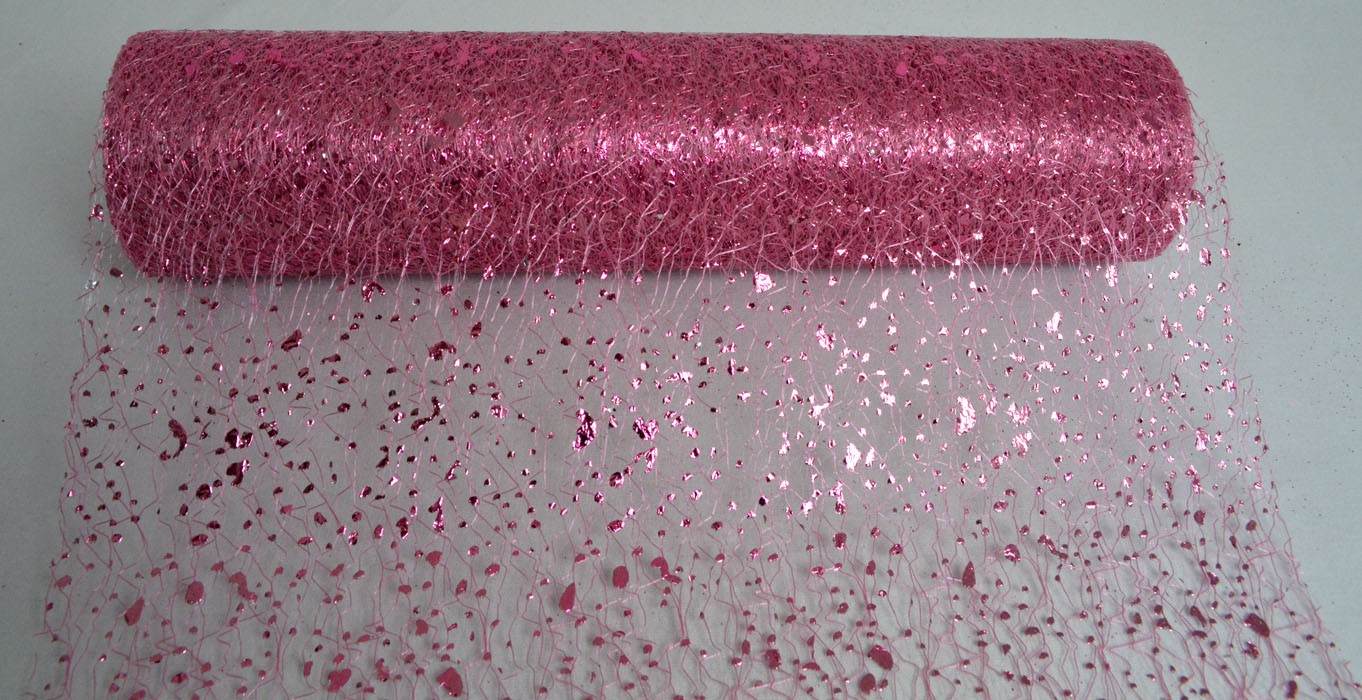 Tischband Glitter-Crackle Vlies 29 cm rosenholz Meterware