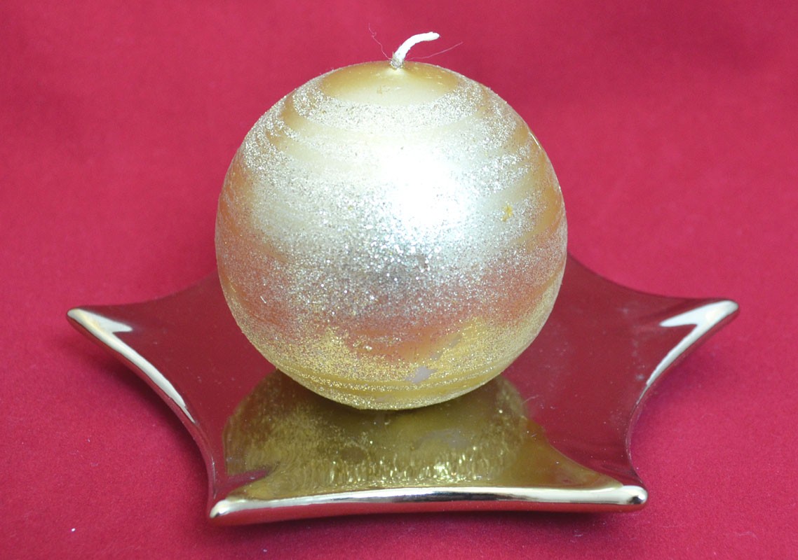 Keramik-Untersetzer gold glänzend Stern sechseckig ca. 17 cm