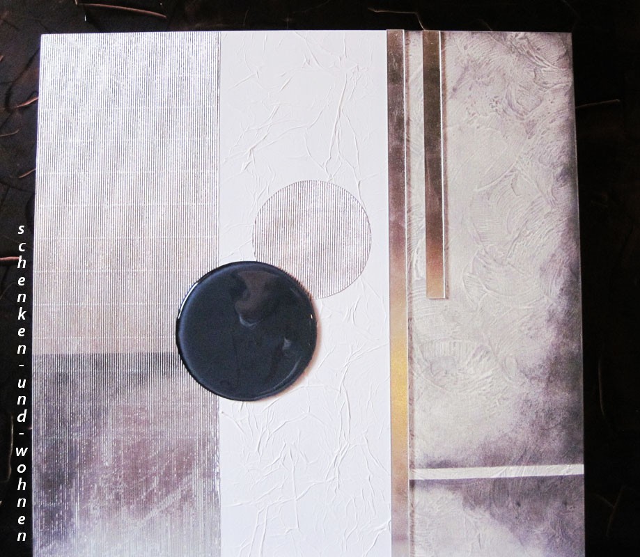 Modernes Wandbild Kreis mit silberner Glasleiste verziert 60 x 60 cm V2