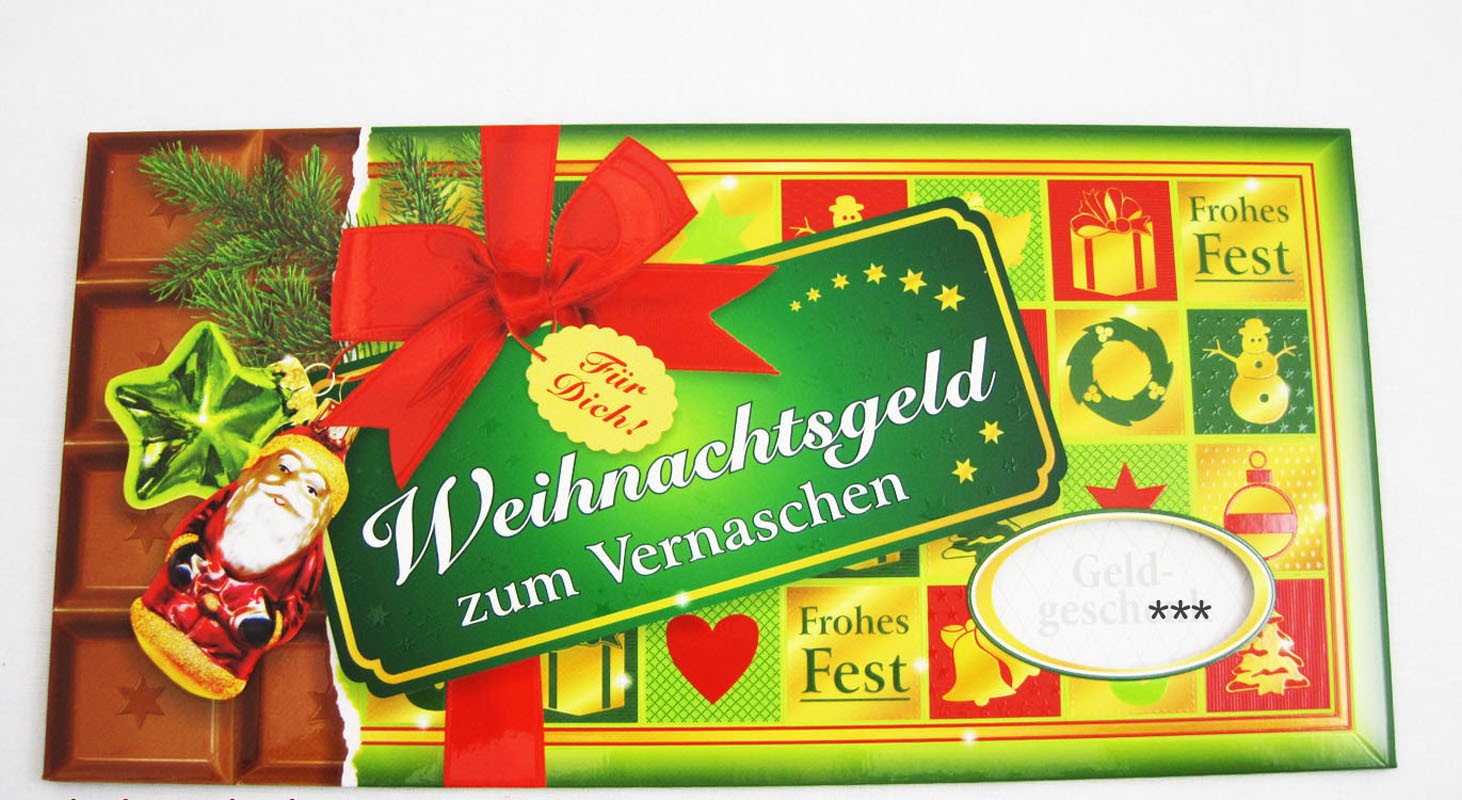 XXL-Gutschein Geldgeschenk Umschlag "Frohes Fest" Schokoladenmotiv