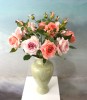 1 Rose mit Knospe lachs Kunstblume 68 cm