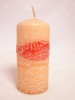 Kerze Stumpen Rose`- Koralle ca. 11cm hoch Ø ca. 5cm II. Wahl