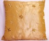 Kissenhülle Kissenbezug mit Stickerei und Samtblüten, gold ca.40 x 40cm
