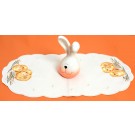 Osterdeckchen Osterläufer 28 x 56 cm sektfarben mit Stickerei Küken
