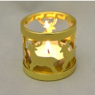 Messing-Teelichthalter ca. 5 cm mit Hirschmotiven