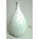  Porzellan Lampe Vase Punkte weiß, ca.18x33cm B/H