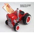 Spardose Traktor Nostalgie, rot/schwarz, ca. 12 cm hoch 