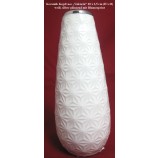 Keramik Kegelvase "Valencia" weiß/silber glänzend, Blumenprint ca.20x8 cm (HxØ)
