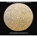 Porzellan Kugellampe Sternenhimmel weiss 18 x 18 x 16 cm (BxTxH)