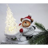 Keramik-Rentier mit LED-Acrylbaum ca. 9,5 x 4,5 x 11 cm