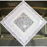 Plauener Spitze Deckchen "Sternenzauber" Stickerei ecru-gold 30 x 30 cm