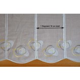 1 Segment Kurzgardine Stickerei türkis-grau ca.90 cm hoch und 16 cm breit
