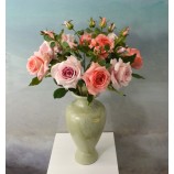 1 Rose mit Knospe rosa Kunstblume 68 cm