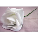 Hochzeits - Deko - Rosenblüte mit Stiel, weiß / grün, 24 cm lang