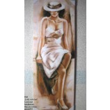 Wandbild Gemälde "Lady with hat" 40 x 2,5 x 120 cm (B/T/H)  V1