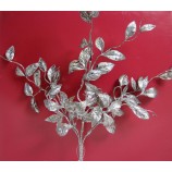Künstlicher Blätterzweig silber, glitzernd ca. 40 cm
