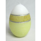 Eierkerze Ring matt, Pastelgrün-weiß, ca. 9 cm hoch