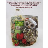 Eulen-Nudelpräsent mit Gourmet-Instand-Sauce und Keramik-Eule