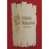 Flaschenetikett - Echtholzfurnier - Fröhliche Weihnachten -  selbstklebend
