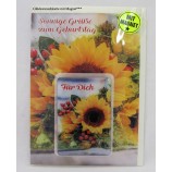 Glückwunschkarte mit Magnet " Sonnige Grüße zum Geburtstag" ca. 17,0 x 15,0 cm