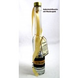 Gutscheinflasche mit Satinband & Stopfen Gold / Schwarz ca. 30 cm hoch